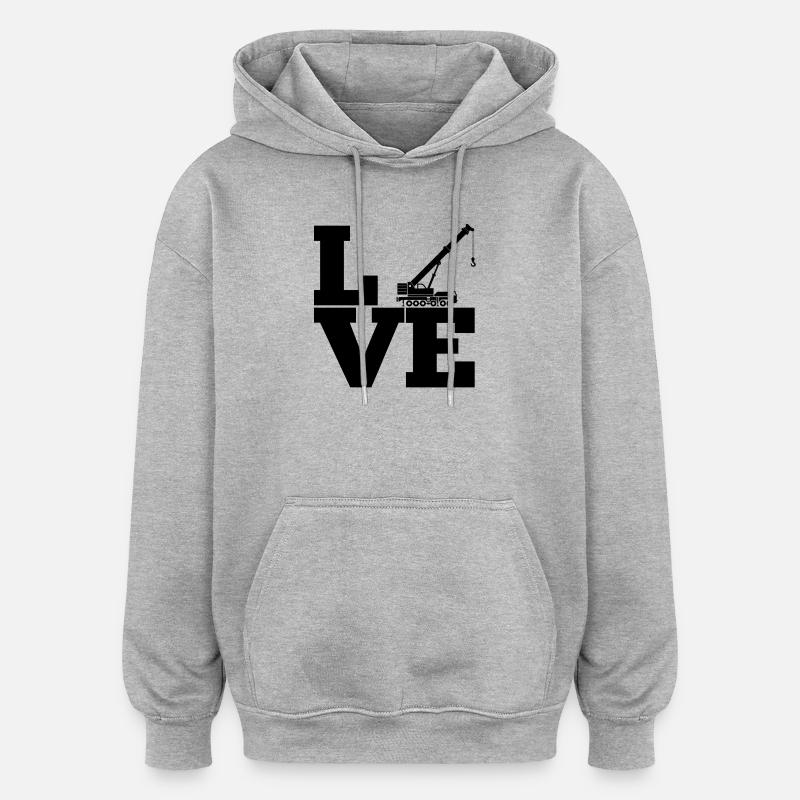Crane Construction Crane Construction Machine Vehicle Work Gift - Oversized Unisex Hoodie - heather grey