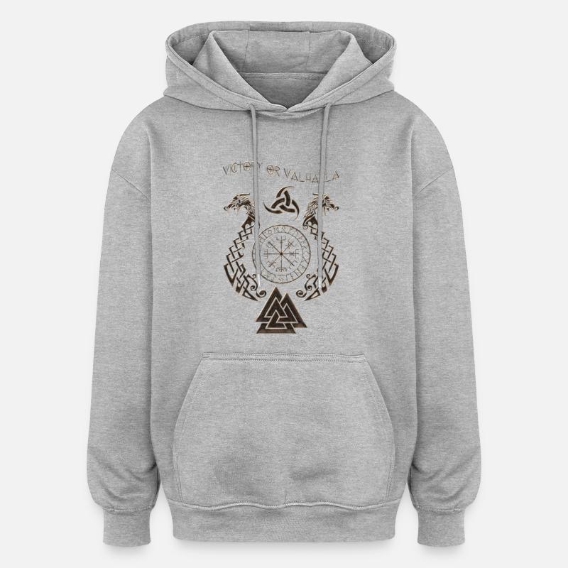 Symbole viking - Sweat à capuche oversize unisexe - gris chiné