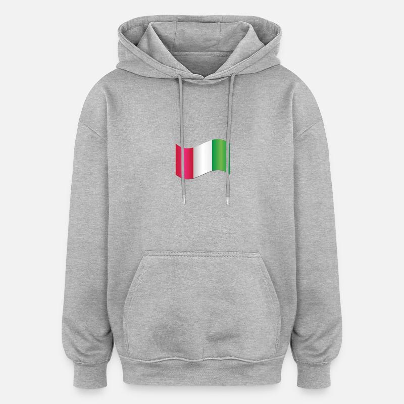 Drapeau italien - Sweat à capuche oversize unisexe - gris chiné