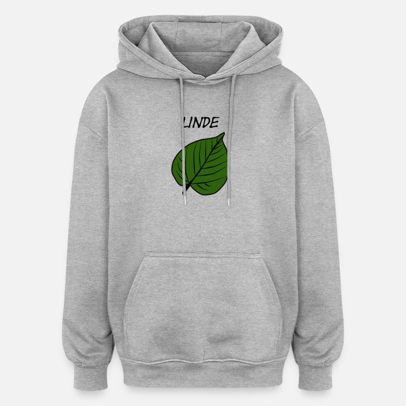 Motif de feuille verte nature design - Sweat à capuche oversize unisexe - gris chiné