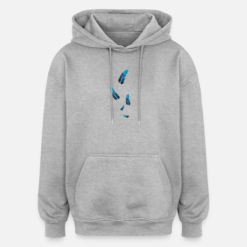 Plumes - Sweat à capuche oversize unisexe - gris chiné