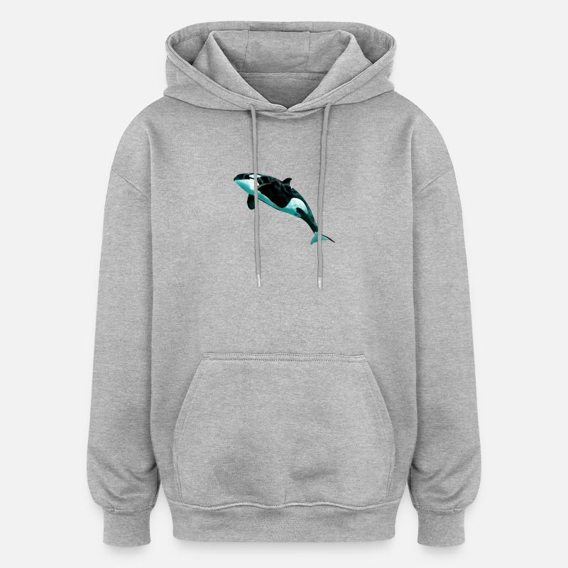 Orca - Sweat à capuche oversize unisexe - gris chiné