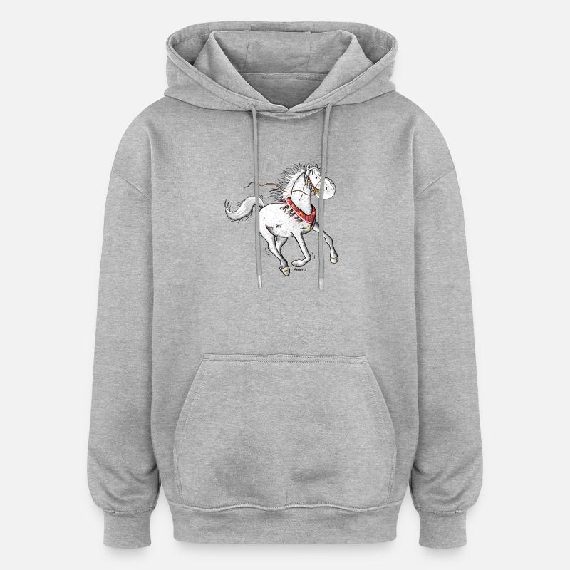 Cheval Arabe Mignon - Chevaux - Sweat à capuche oversize unisexe - gris chiné