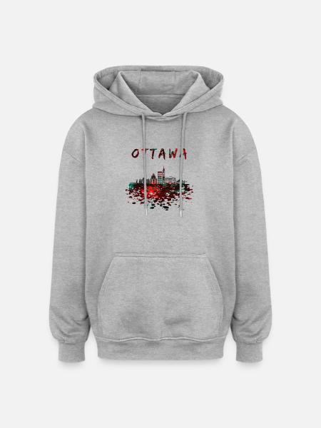 Ottawa Skyline / Canada Gift City - Oversized Unisex Hoodie - heather grey