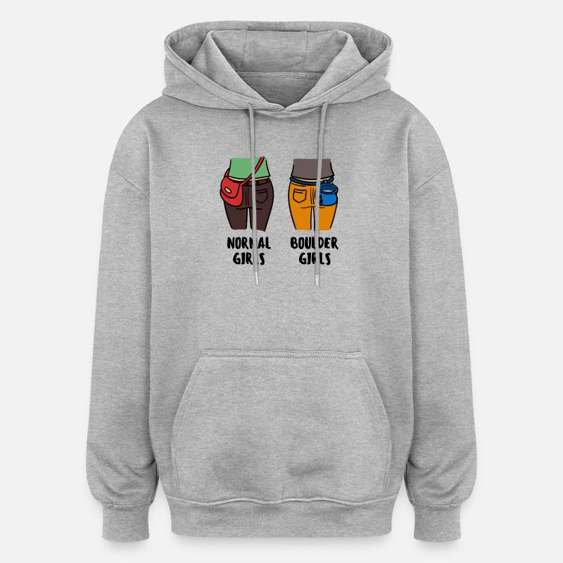 Boulder Boulderer Climbing Mountaineering Funny - Oversized Unisex Hoodie - heather grey