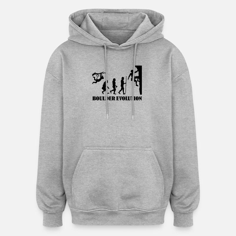 Boulder Evolution Klettern Bergsteigen Boulderer - Oversized Unisex Hoodie - Grau meliert
