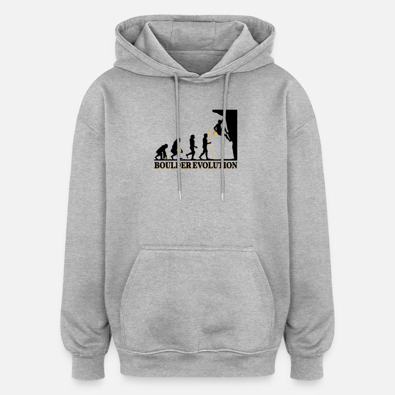 Boulder Evolution climbing mountaineering spell - Oversized Unisex Hoodie - heather grey