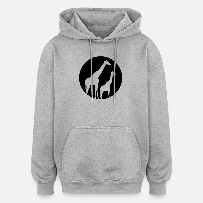 girafe - Sweat à capuche oversize unisexe - gris chiné