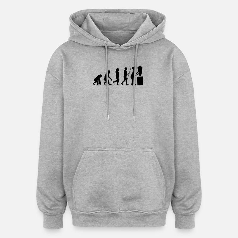 Brochette brochette brochette kebab Evolution - Sweat à capuche oversize unisexe - gris chiné