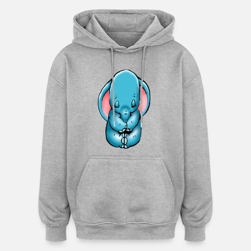 éléphant bébé - Sweat à capuche oversize unisexe - gris chiné