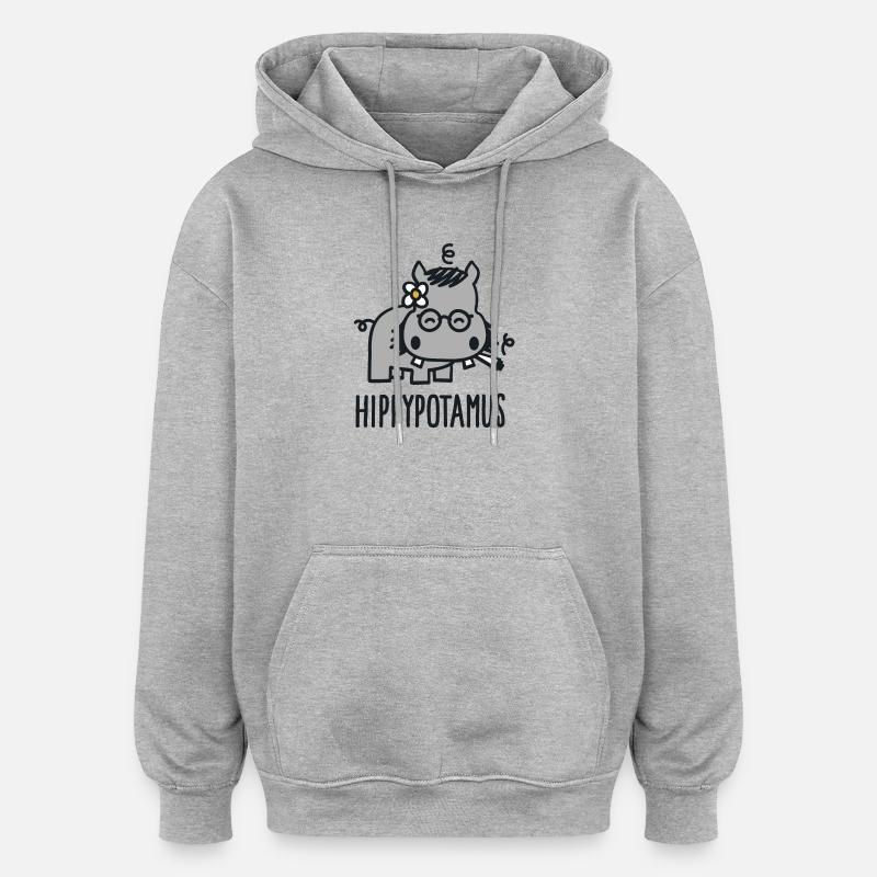 Hippypotamus - Sweat à capuche oversize unisexe - gris chiné