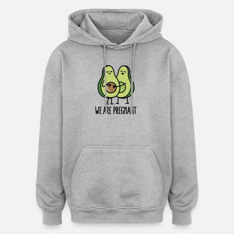 We are pregnant - Avocado - Sweat à capuche oversize unisexe - gris chiné
