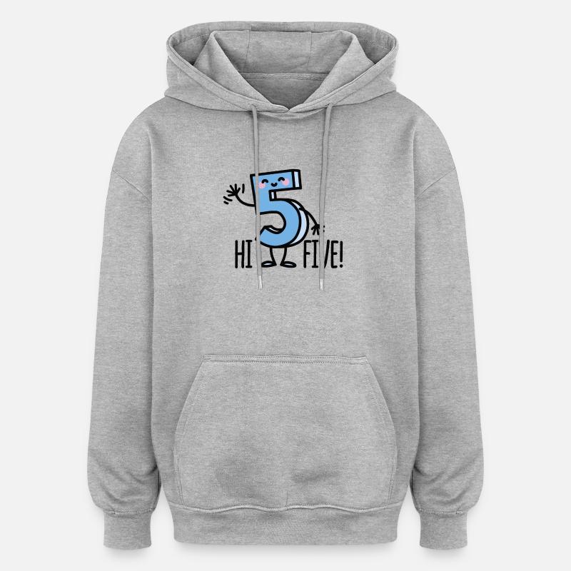 Hi Five! - Sweat à capuche oversize unisexe - gris chiné