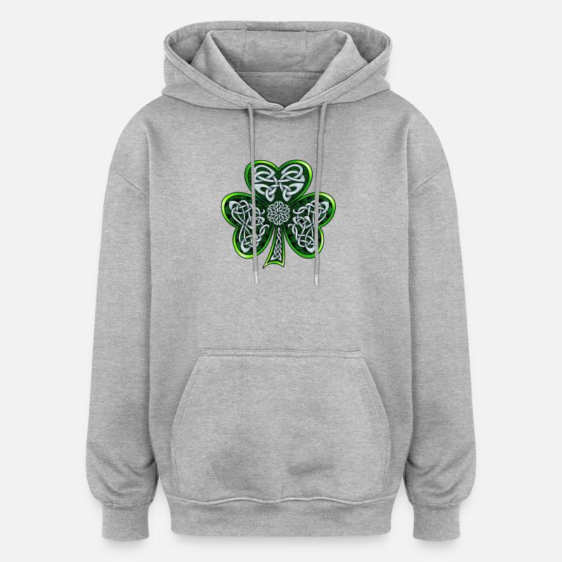 Shamrock celtique - Sweat à capuche oversize unisexe - gris chiné