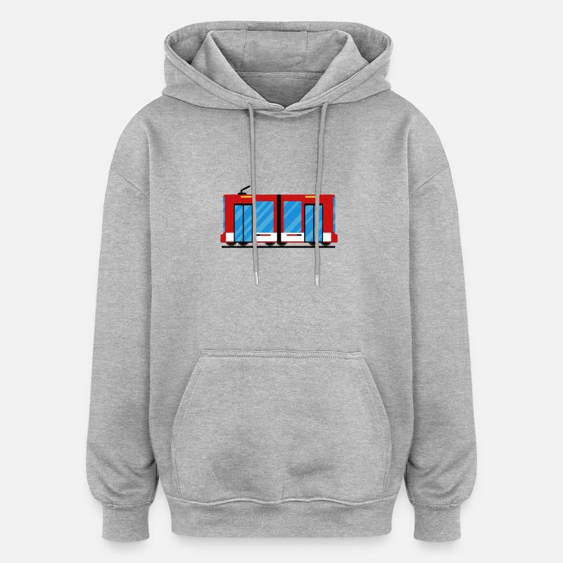 Tram Straßenbahn Zug - Oversized Unisex Hoodie - Grau meliert