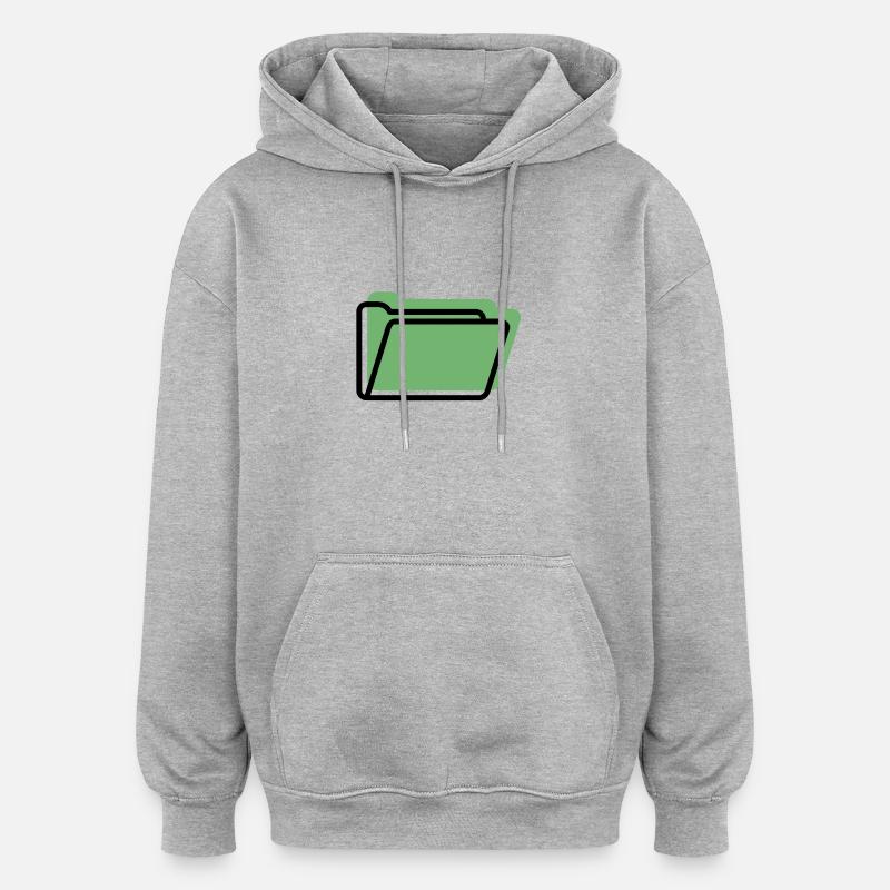 Style de ligne de dossier vert - Sweat à capuche oversize unisexe - gris chiné