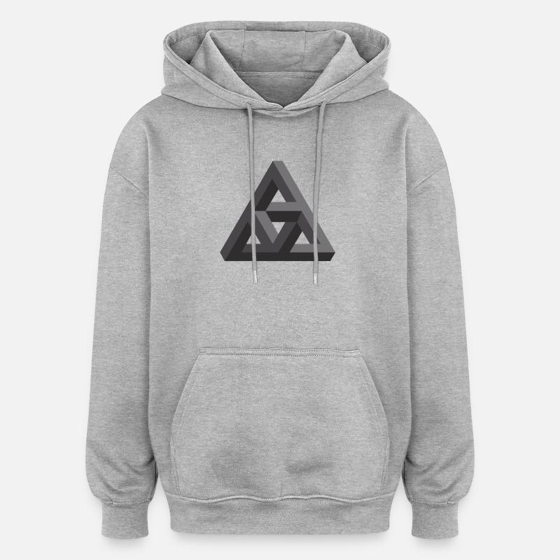 Motif géométrique abstrait en gris - Sweat à capuche oversize unisexe - gris chiné