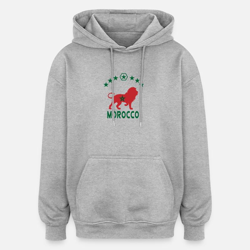 Conception du Lion du Maroc - Sweat à capuche oversize unisexe - gris chiné