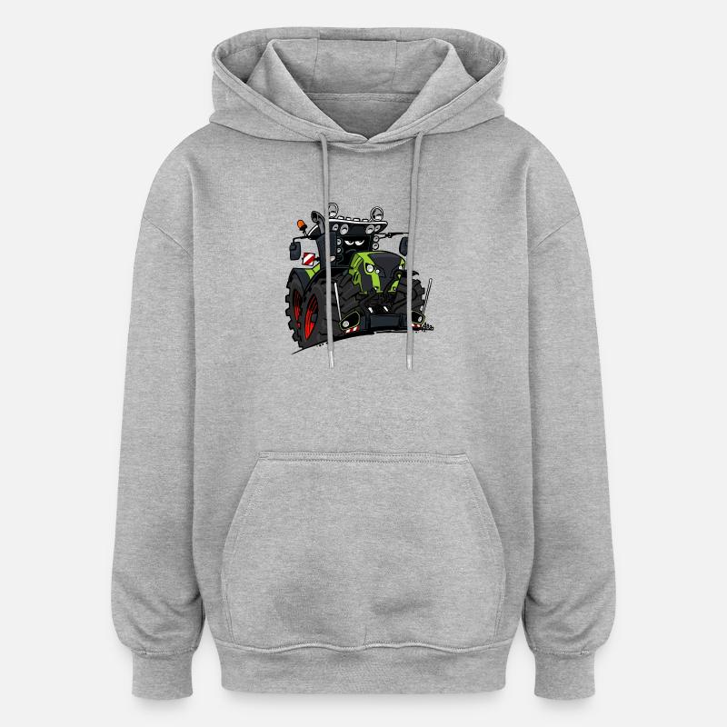 0927 C TRACTOR GREEN - Sweat à capuche oversize unisexe - gris chiné