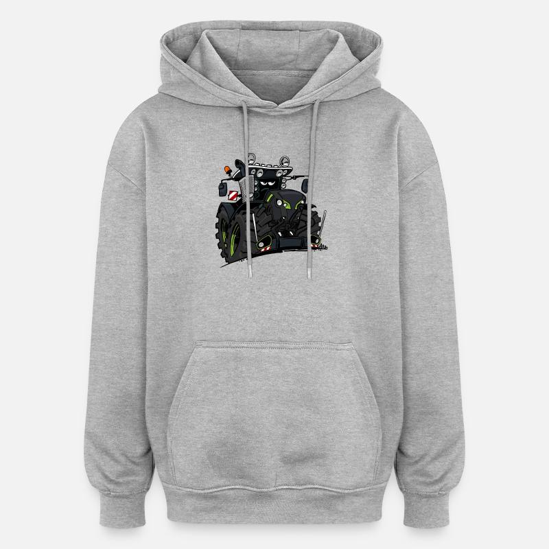 0927 C TRACTEUR NOIR - Sweat à capuche oversize unisexe - gris chiné