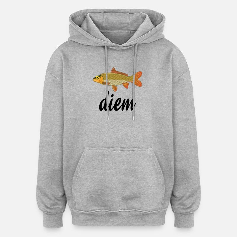 Poisson doré écailles orange - Sweat à capuche oversize unisexe - gris chiné