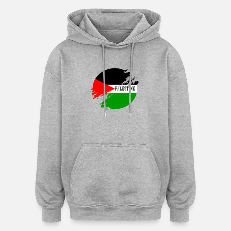District de Palestine - Sweat à capuche oversize unisexe - gris chiné