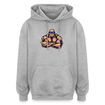 Muscle muscle muscle bodybuilder renforcement musculaire - Sweat à capuche oversize unisexe - gris chiné - Devant - Noah (186cm)