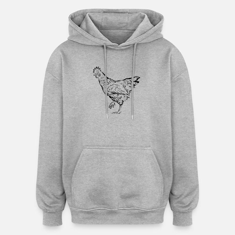 Poules poules - Sweat à capuche oversize unisexe - gris chiné
