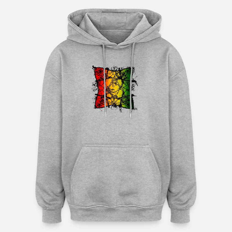 Rasta Leaf Abstraction with Gradient - Oversized Unisex Hoodie - heather grey
