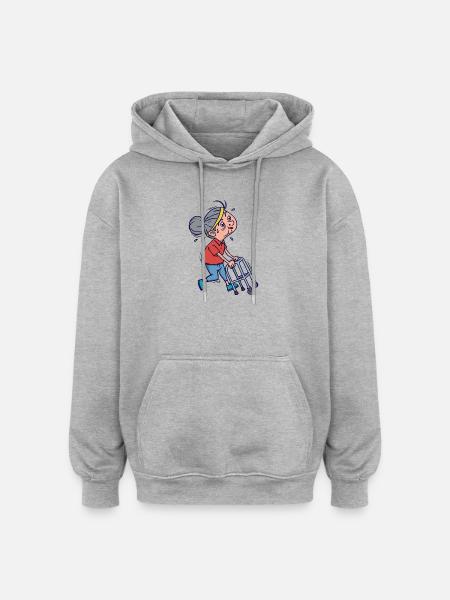 Humour drôle course course jogging marathon sport - Sweat à capuche oversize unisexe - gris chiné