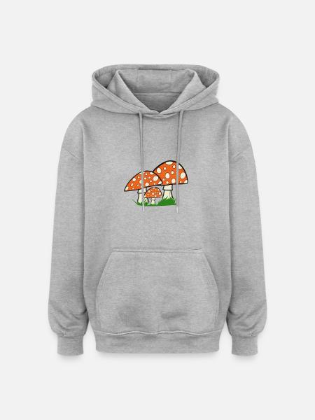 natur grafik, paddehatte, store skovmotiver - Oversize unisex hoodie - grå meleret