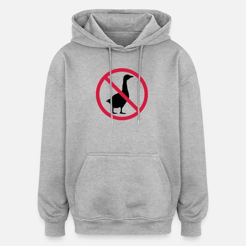 Gans Verboten Schild - Oversized Unisex Hoodie - Grau meliert