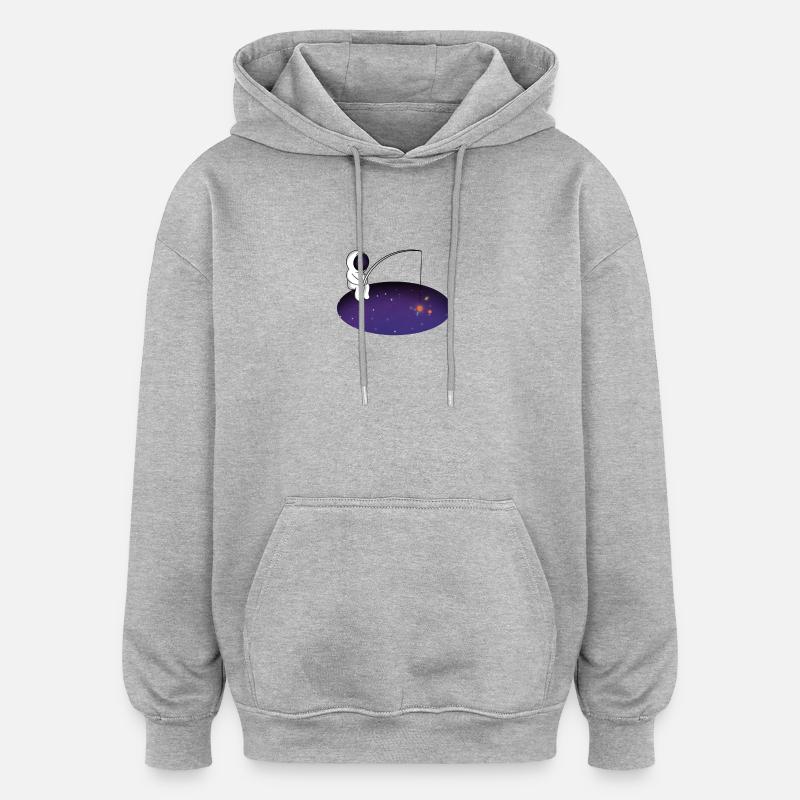 Weltraumfischer - Oversized Unisex Hoodie - Grau meliert