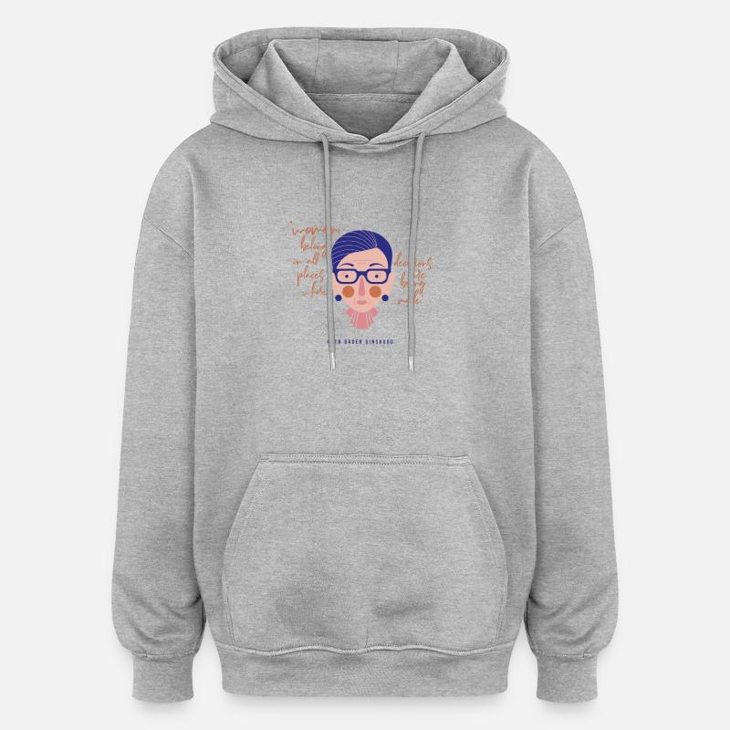 Ruth Bader Ginsburg - Sweat à capuche oversize unisexe - gris chiné