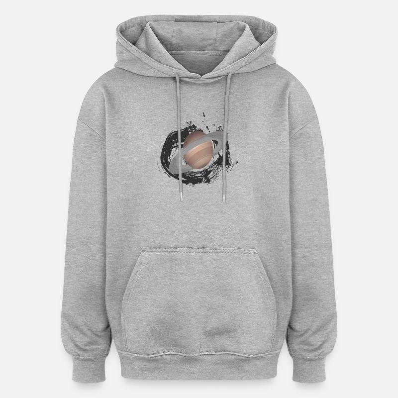 planète Saturne, planète, extraterrestre - Sweat à capuche oversize unisexe - gris chiné