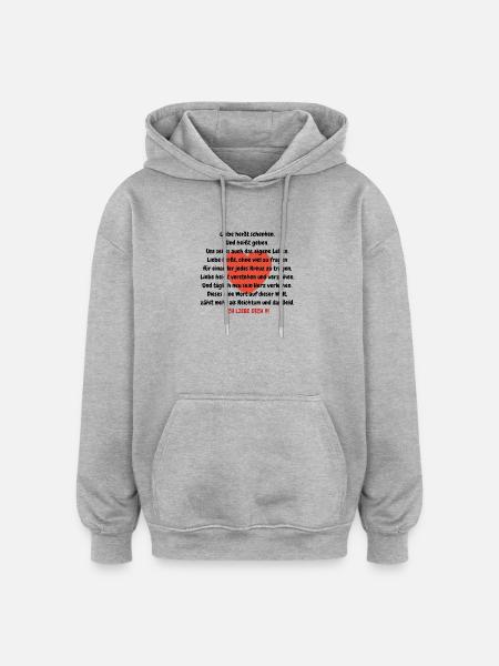 liebe - Oversized Unisex Hoodie - Grau meliert