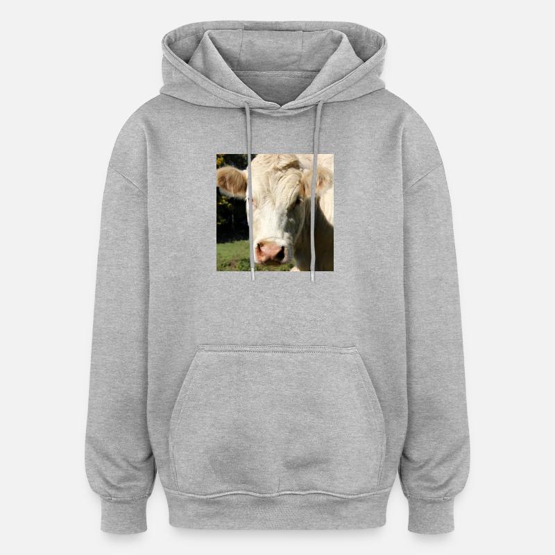 Affiche vache - Sweat à capuche oversize unisexe - gris chiné
