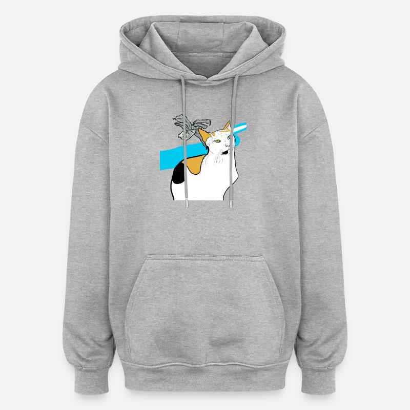 sitzende Katze - Oversized Unisex Hoodie - Grau meliert