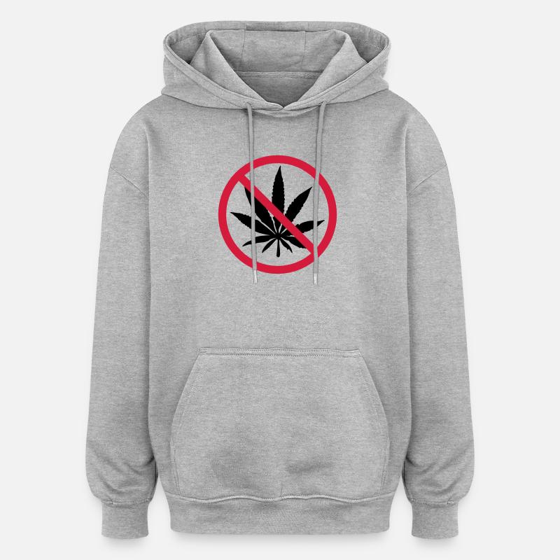 Signe interdit de mauvaises herbes - Sweat à capuche oversize unisexe - gris chiné