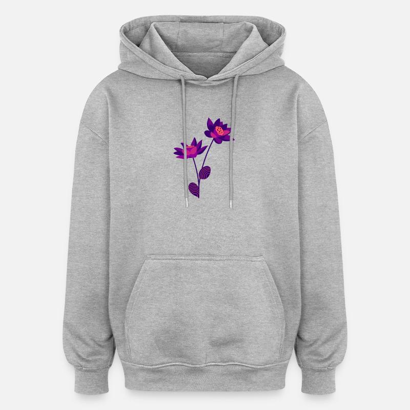 Fleur - Sweat à capuche oversize unisexe - gris chiné