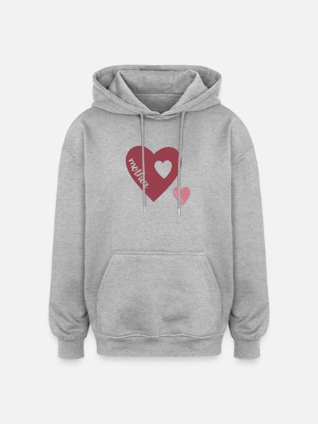 Cœur de Mère Double Cœur Amour Design - Sweat à capuche oversize unisexe - gris chiné