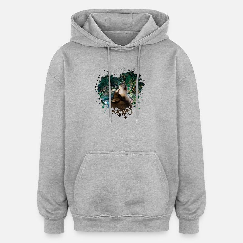 Howling malamute - Sweat à capuche oversize unisexe - gris chiné