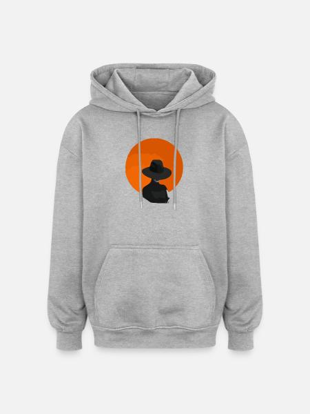Woman with hat - Oversized Unisex Hoodie - heather grey