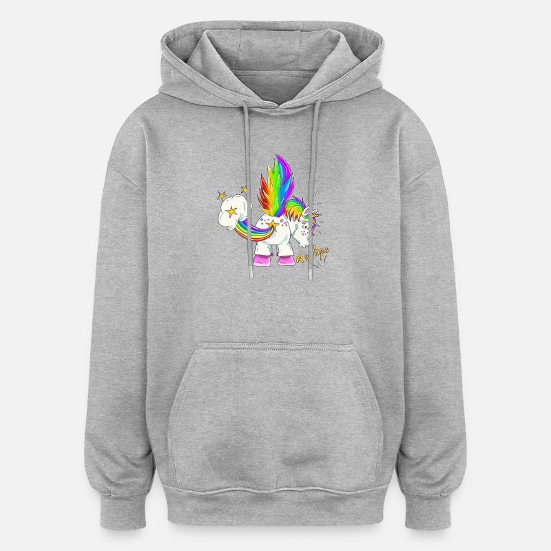 Upsi ein Pupsi Einhorn - Oversized Unisex Hoodie - Grau meliert