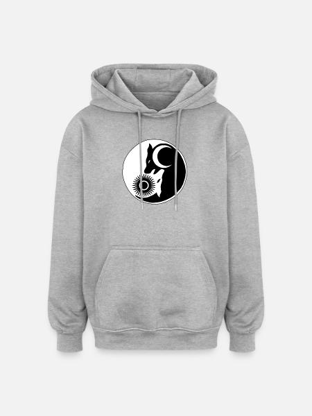 Wolf yin yang - Oversized Unisex Hoodie - heather grey