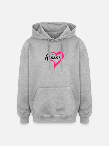 Askim mot idée cadeau turc amour - Sweat à capuche oversize unisexe - gris chiné