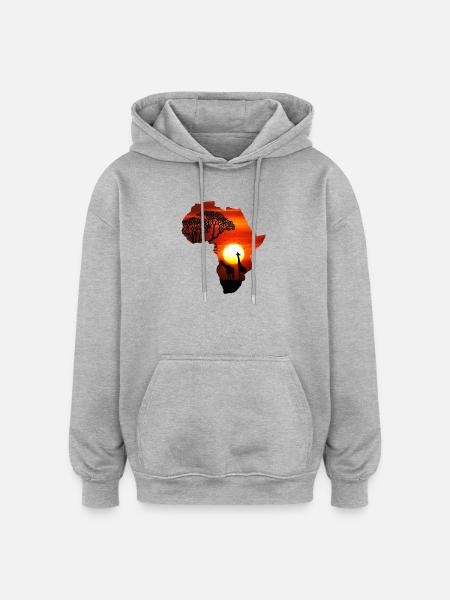Afrika safari kontinent - Oversize unisex hoodie - grå meleret