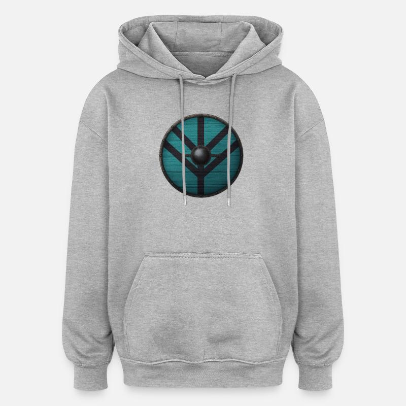 Wikinger-Schild - Oversized Unisex Hoodie - Grau meliert