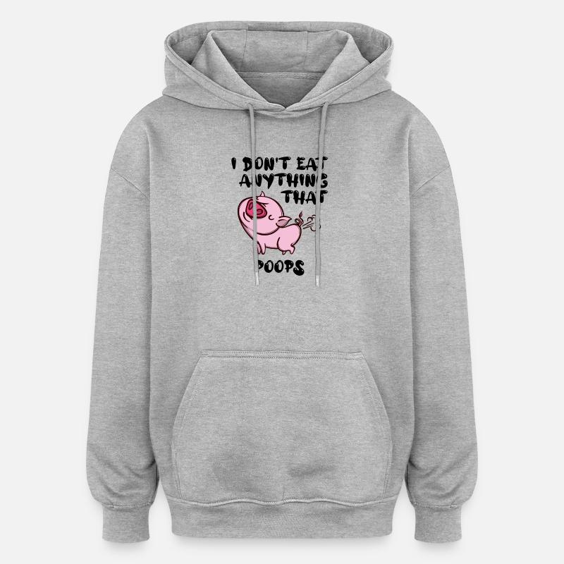 Schwein Vegan Statement - Oversized Unisex Hoodie - Grau meliert