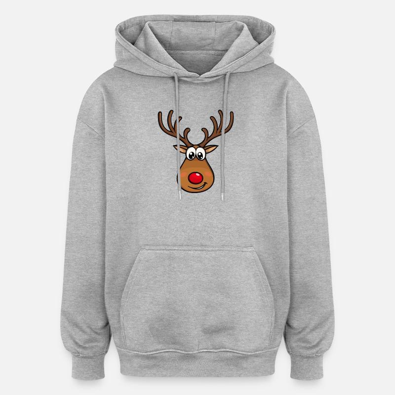 Rudolf Noël renne visage - Sweat à capuche oversize unisexe - gris chiné